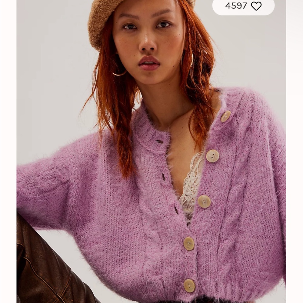 Free People Willow Cardigan Size small fragrant Lilac new never worn we the free
